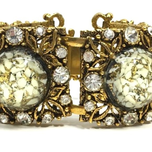 Selro Wide Lucite Confetti Crystal Bracelet - Picture 1 of 5